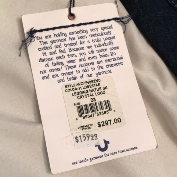 NWT Swarovski True Religion Jean Leggings - sz. 23 - Picture 2 of 7